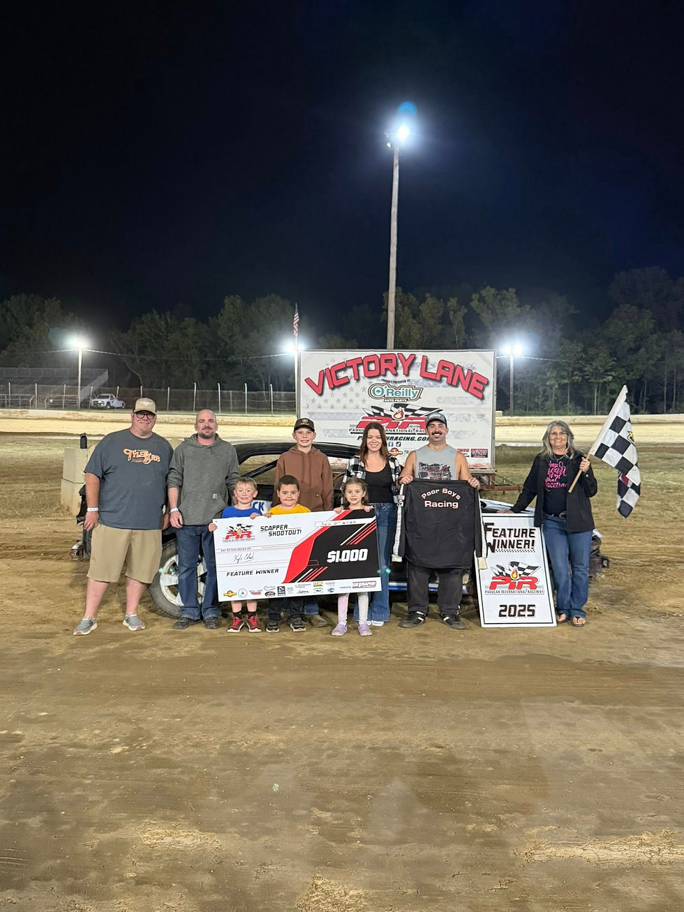 Kyle Clark in victory lane at PIR; Paducah International Raceway photo credit