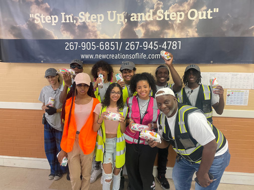 volunteers and family members