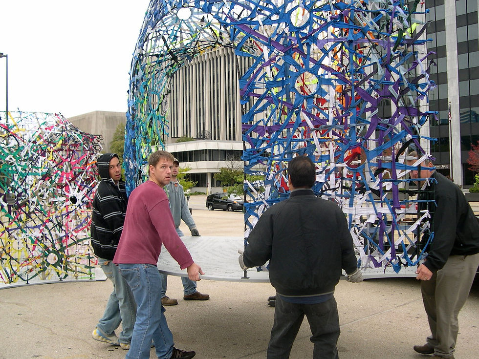Installing at Calder Plaza