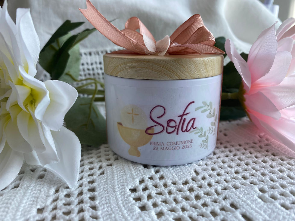 Bomboniera in metallo con candela personalizzabile