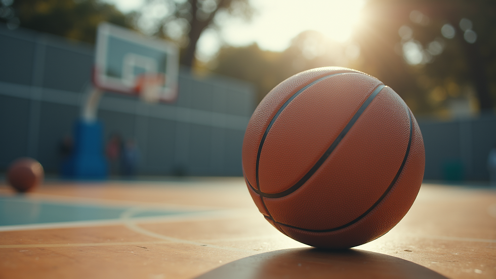 Close-up view of a basketball during a competitive practice session
