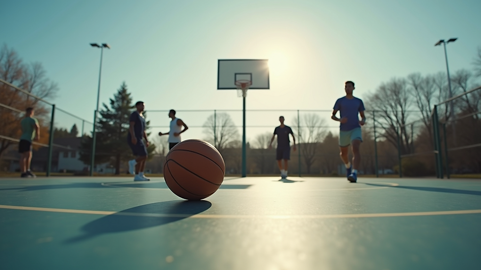 Eye-level view of a basketball court during training