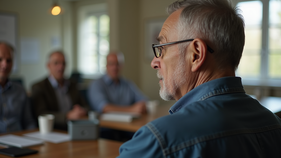 Close-up view of a veteran attending a mental health support session