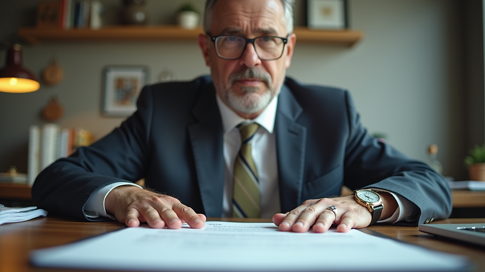 Eye-level view of a military veteran reviewing a resume at a desk