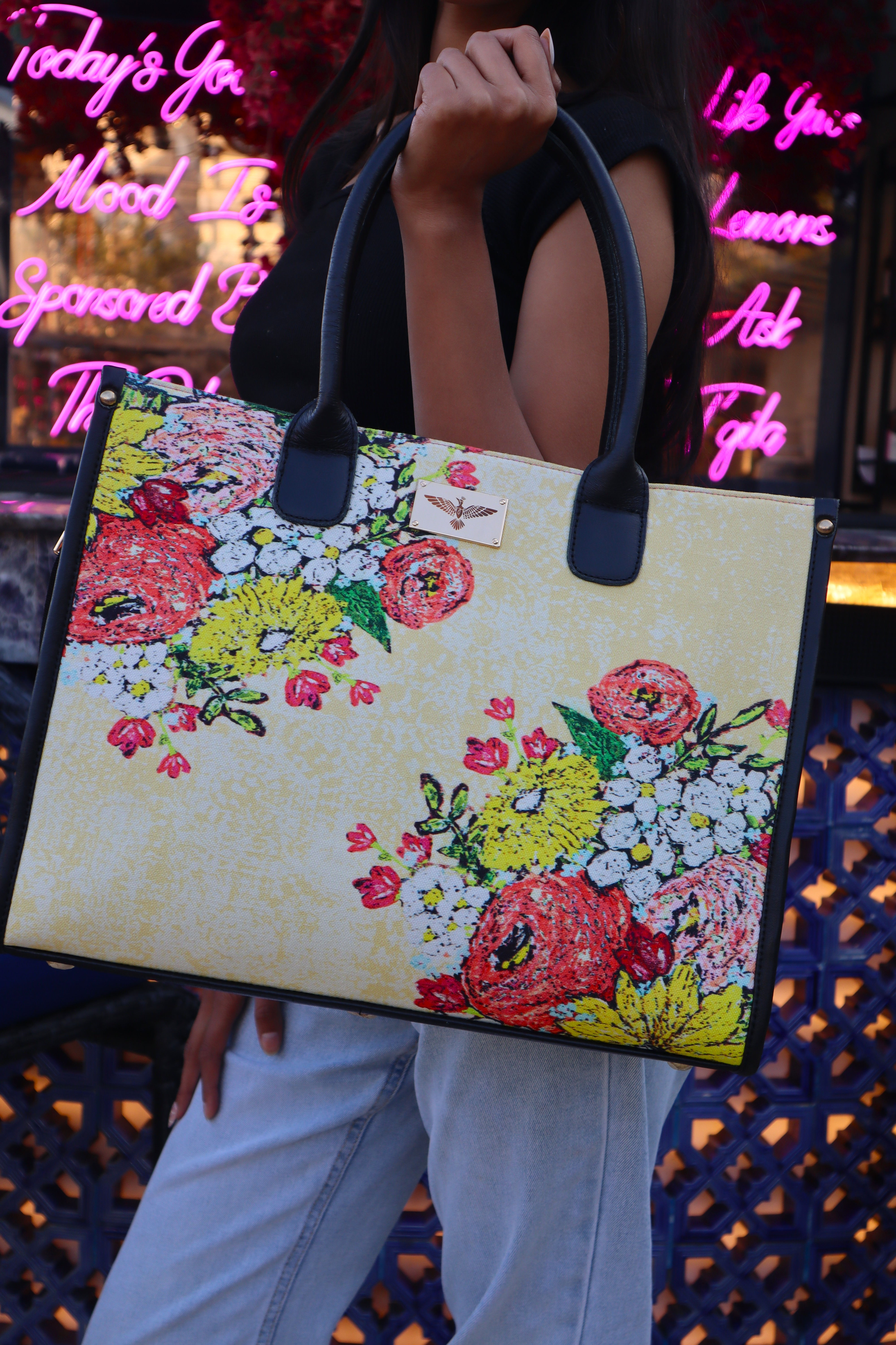 COMBO FLOWER TOTE+SCARF