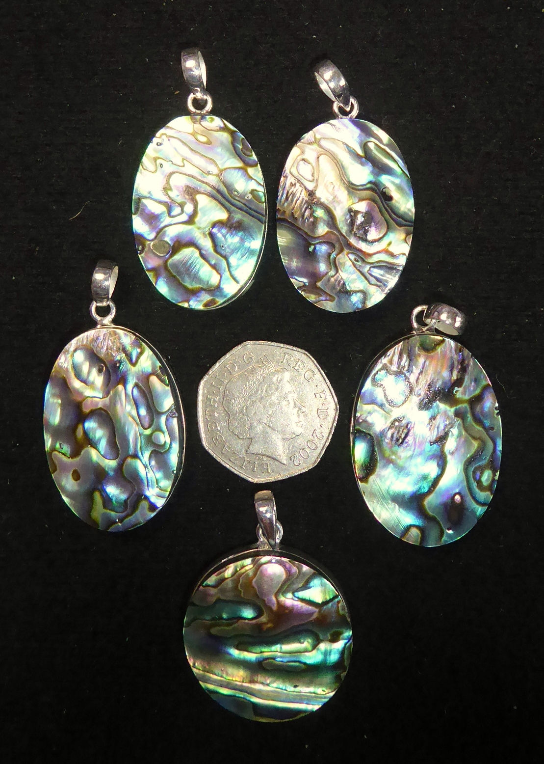 Fabulous Paua Abalone Polished Shell, 925 Silver Mounted Pend