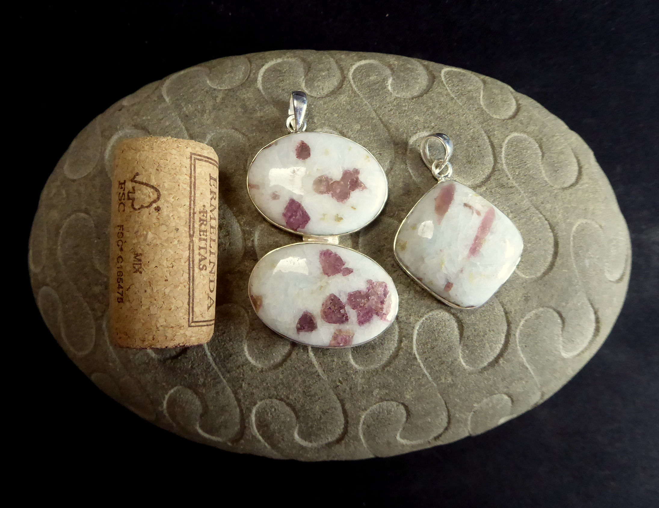 Nice Pink Tourmaline Quartz Pendants, set in solid Silver.