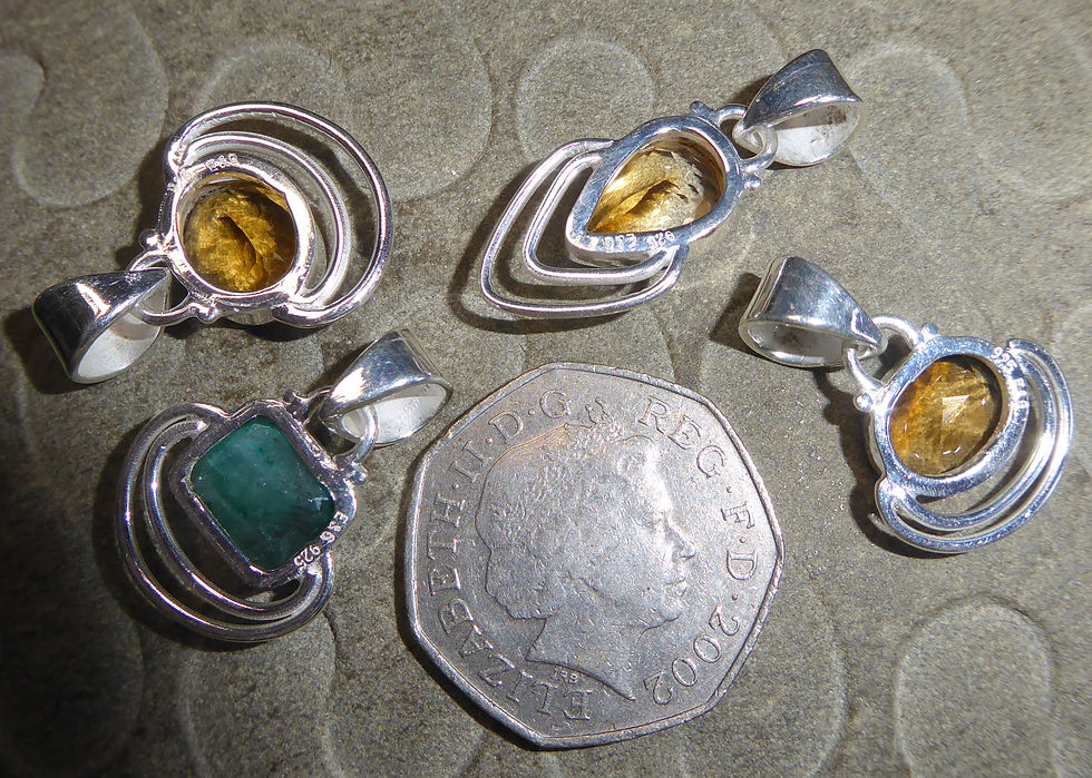 Thumbnail: Gemstone Pendants Set in 925 Silver.
