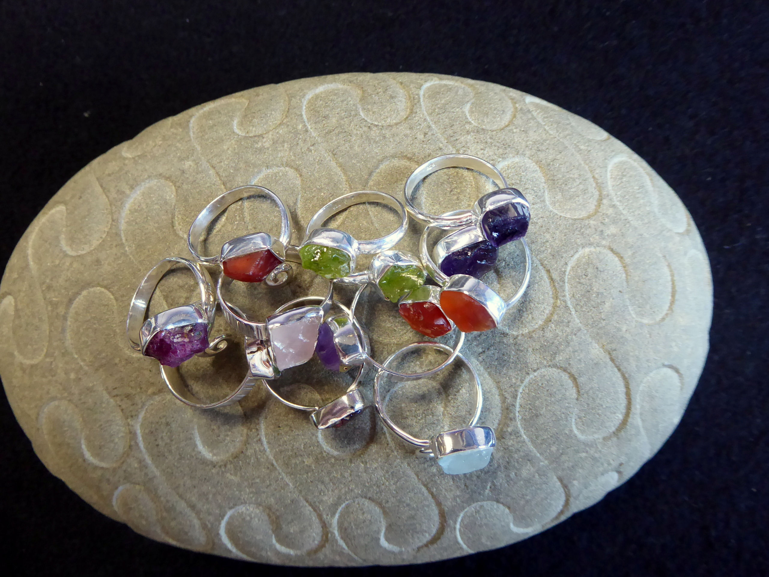 [2] Wholesale Trade Lot. 12 Mixed 925 Gem set silver rings Free Display box.