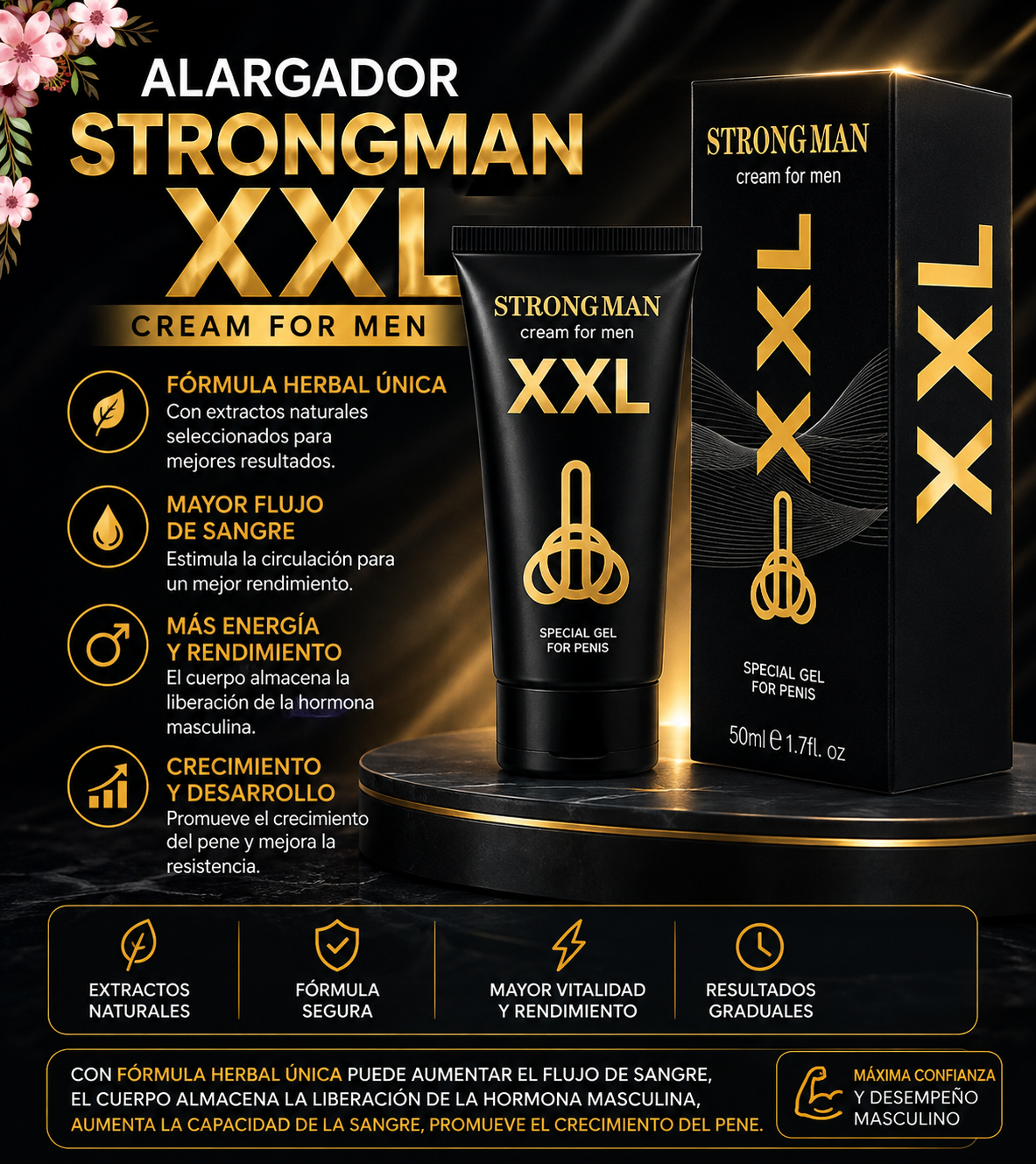 Alargador Strongman XXL – Crema para Hombre 50 ml