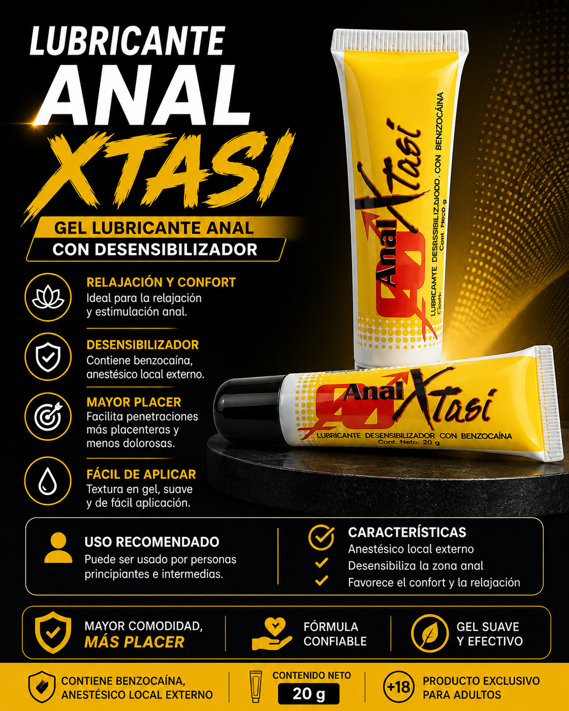 Lubricante Anal Xtasi con Desensibilizador – 20 g