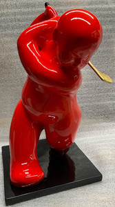 Baby swing red Sculpture en résine H50 cm
