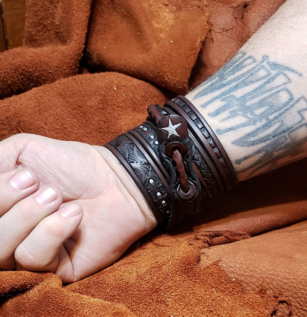 Thumbnail: Leather Wrist Wrap Bracelet - 49"in length