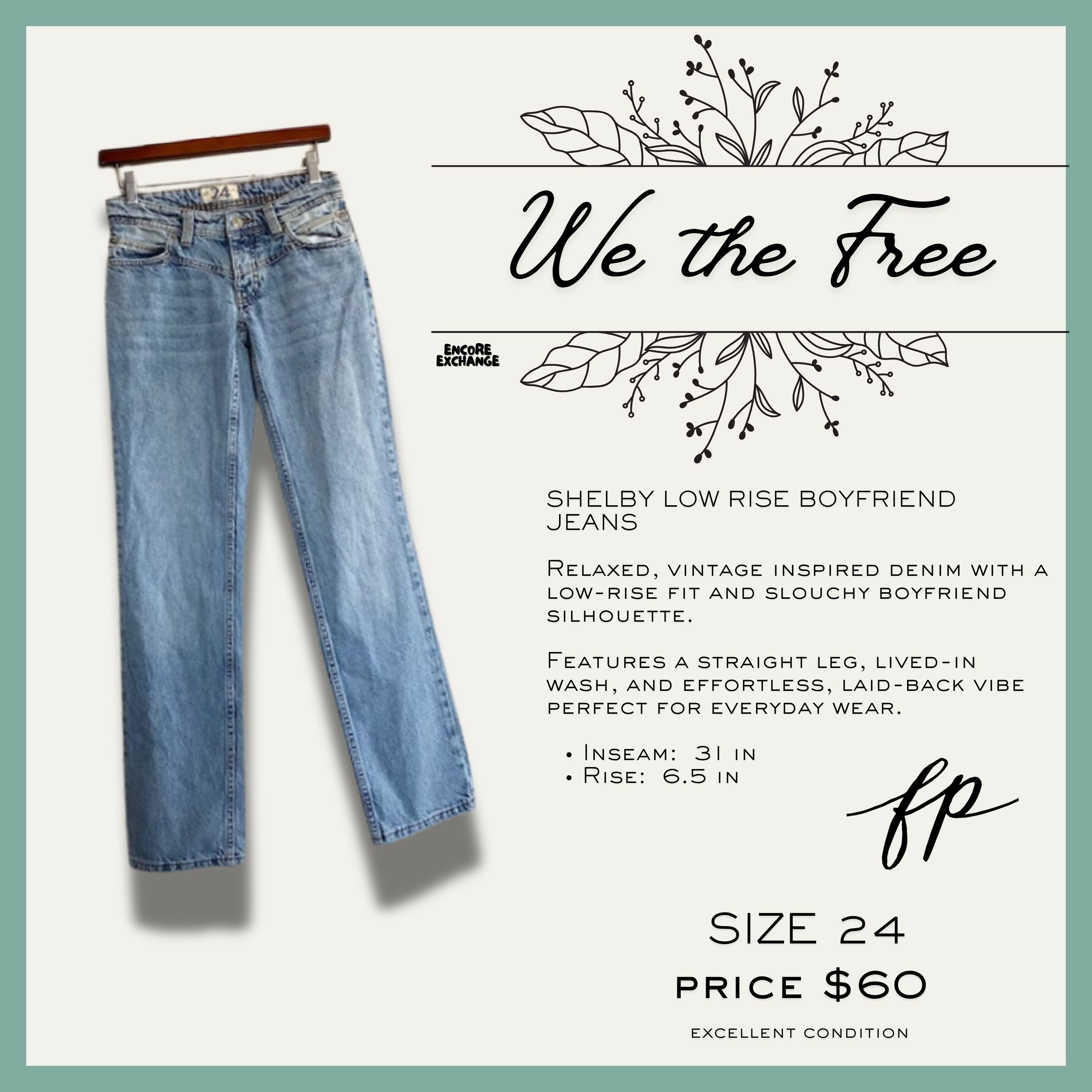 We The Free Shelby Low Rise Boyfriend Jeans