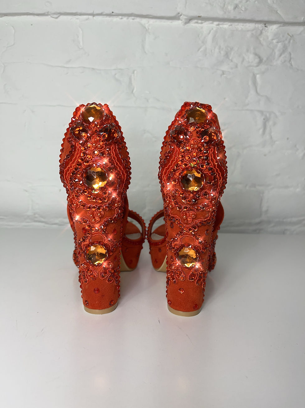 Thumbnail: Tie Up Orange Platform Heels
