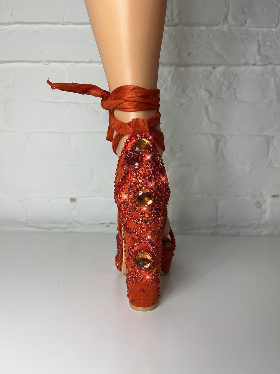 Thumbnail: Tie Up Orange Platform Heels