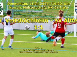 Donnerstag, 11.04.2024 - 19:00 / Herren, KK-Gr 4 Wü: SV Veitshöchheim - SV Altfeld 1:1 (1:0)
