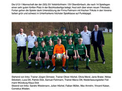 Die U13-1 bedankt sich ganz herzlich für die Trikotspende beim Sponsor Fielmann Würzburg!