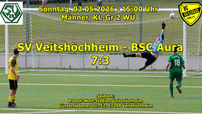 Sonntag, 03.05.2026 - 15:00 Uhr, KL-Gr 2 WÜ Herren: SV Veitshöchheim - BSC Aura 7:3