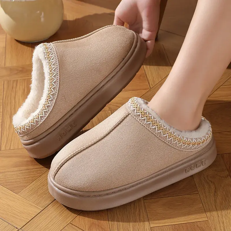 Miniatura: New Fashion Fluffy Platform Slippers for Women 2025 Winter Plush Warm Cotton