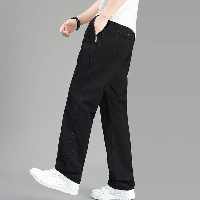 Miniatura: Big Size Men's Cargo Pants Casual Loose Straight Pants Cotton Long Trousers