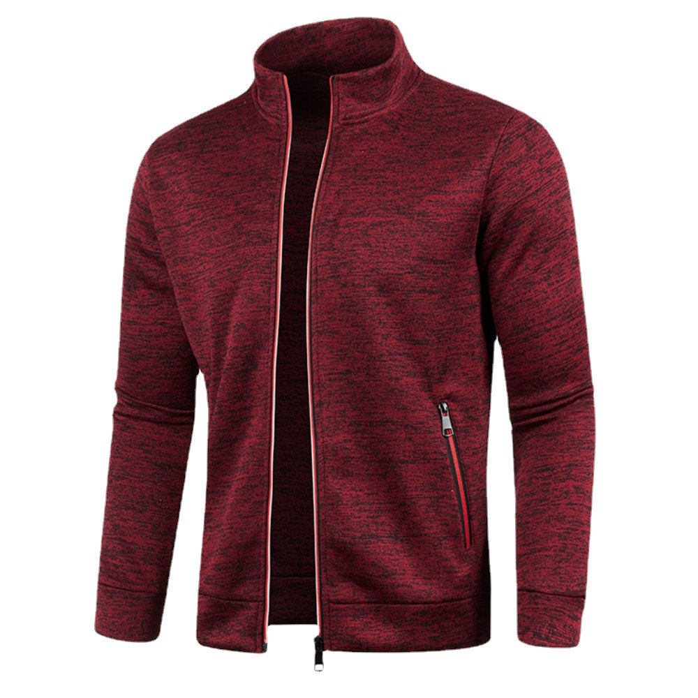 Autumn Winter Men's Zipper Knit Long Sleeves Thin Cashmere Fashion Top Sweater