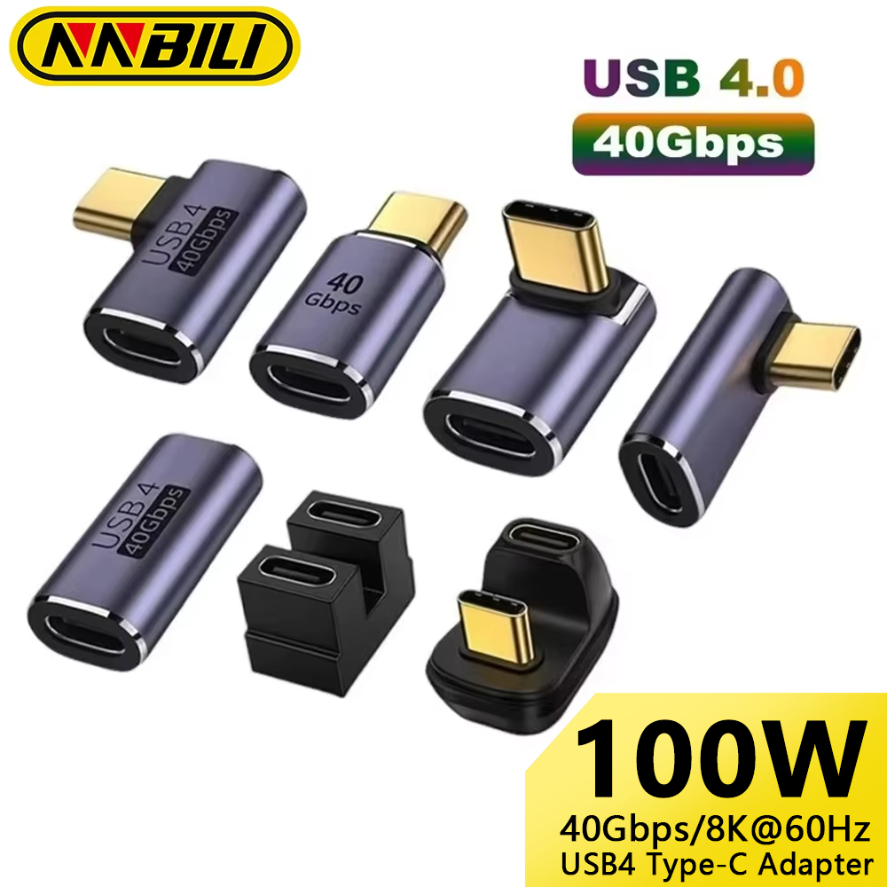 NNBILI USB4.0 40Gbps OTG USB C 90degree Adapter 100W 5A USB C to Type C Fast