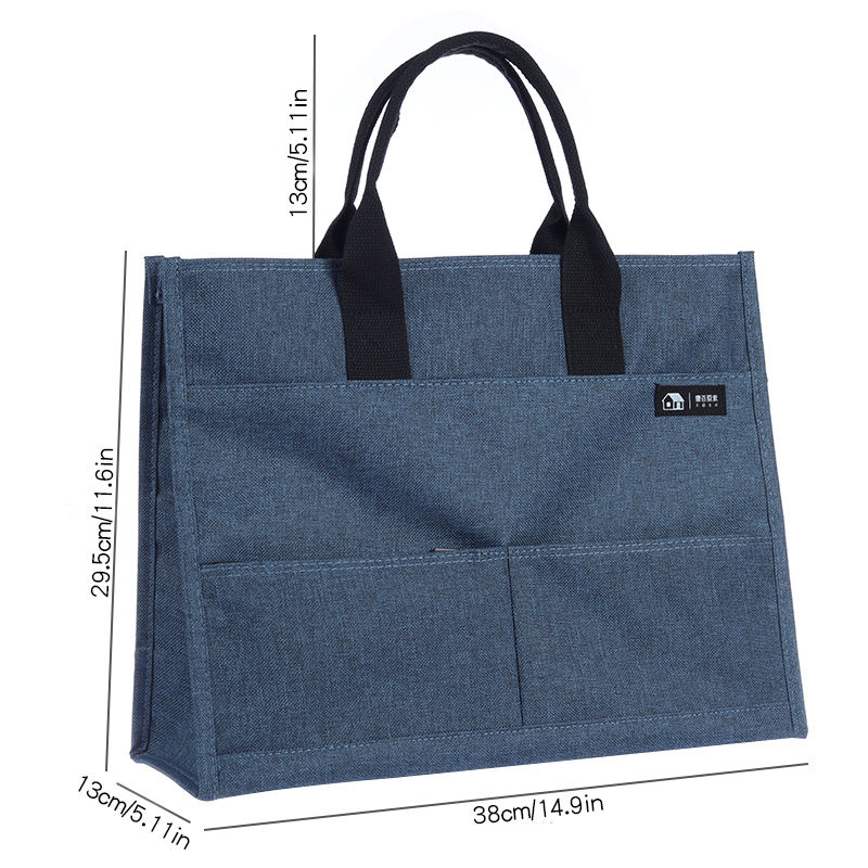 Miniatura: KOBEST Thick Canvas Casual Tote Bag With Three-Zippers Vertical / Horizontal