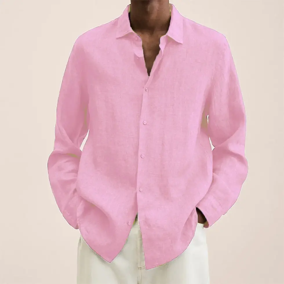 Miniatura: New Fashion Long Shirts Men's Tops Causal Loose Tops Long Sleeves Lapel Men's