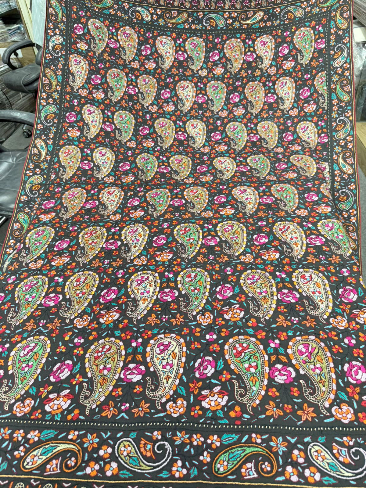 The Masterpiece Shawl: Grey Pure Pashmina with Papier Mache Embroidery
