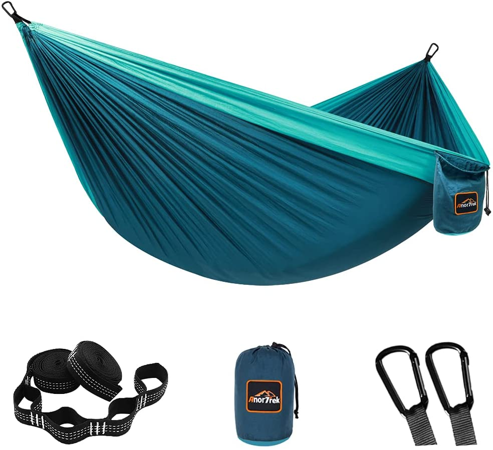 Camping Hammock, Super Lightweight Portable Parachute Hammock with Two Tree Stra