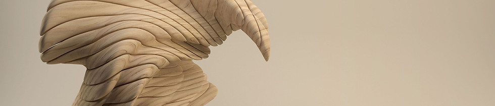 Escultura abstrata em madeira