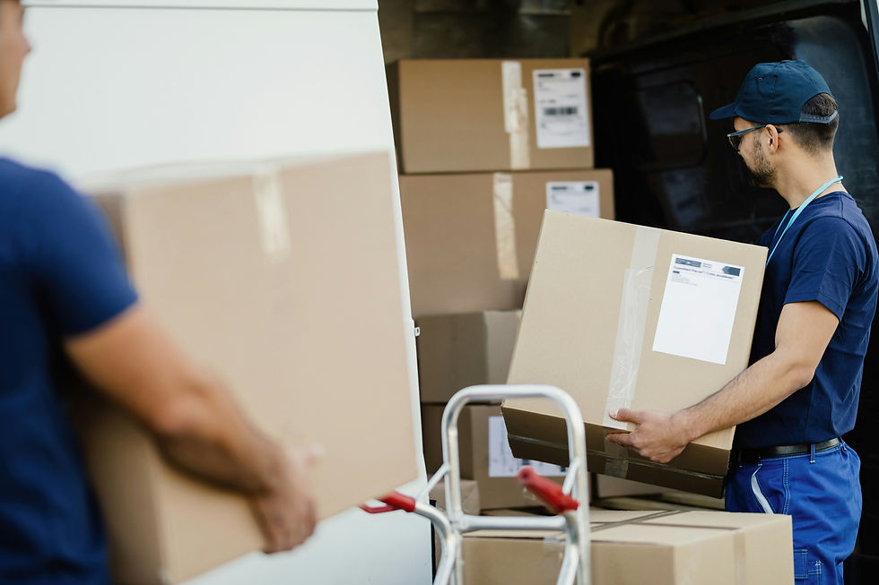Removal worker loading boxes into a van