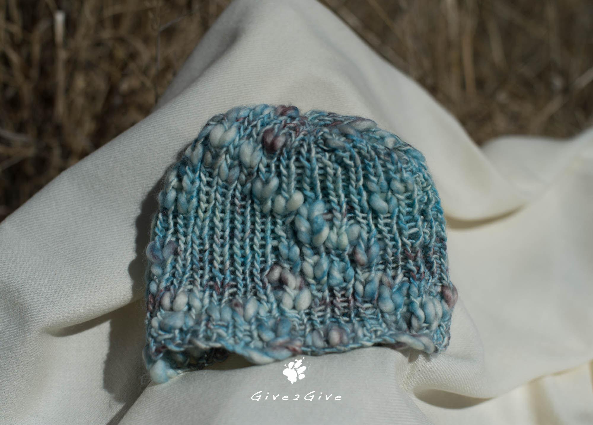Give2Give - Blue baby wool Baby Beanie plain