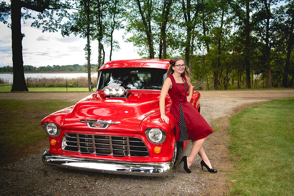 Red classic pickup Truck