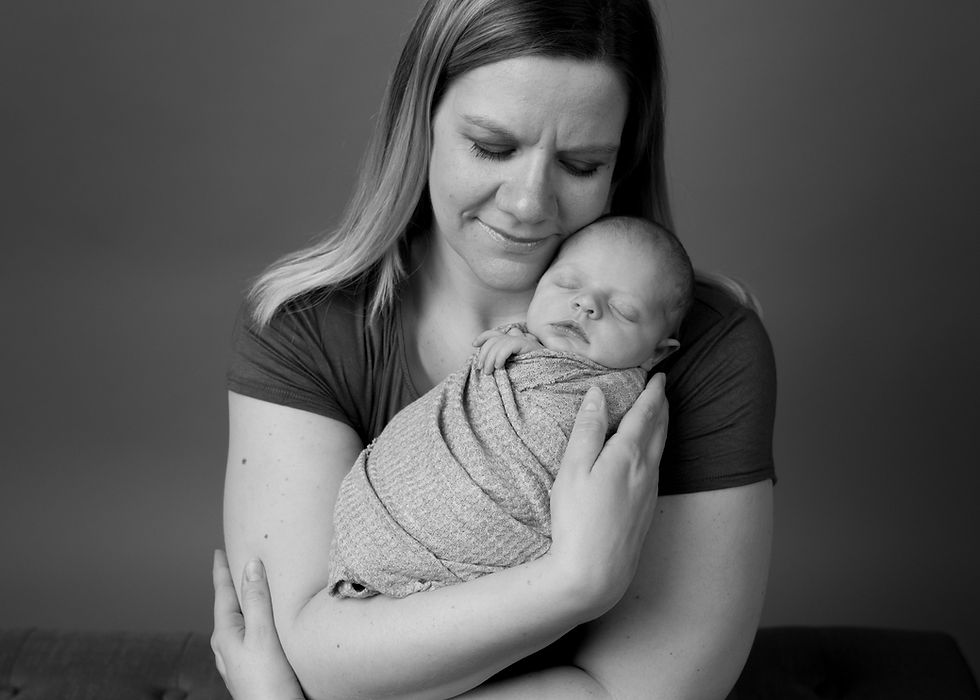 mother and newborn black and white photography