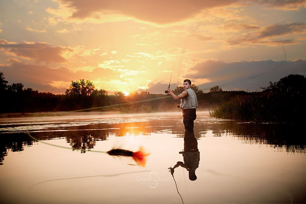 Michigan sunrise fishing senior photo