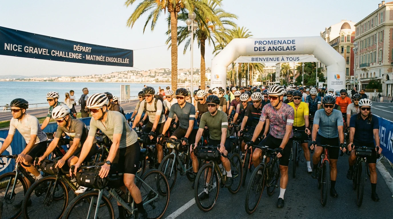 Départ d'un événement gravel sur la Promenade des Anglais à Nice