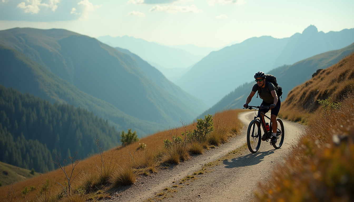 Vue panoramique d’un sentier de montagne en France pour le bikepacking