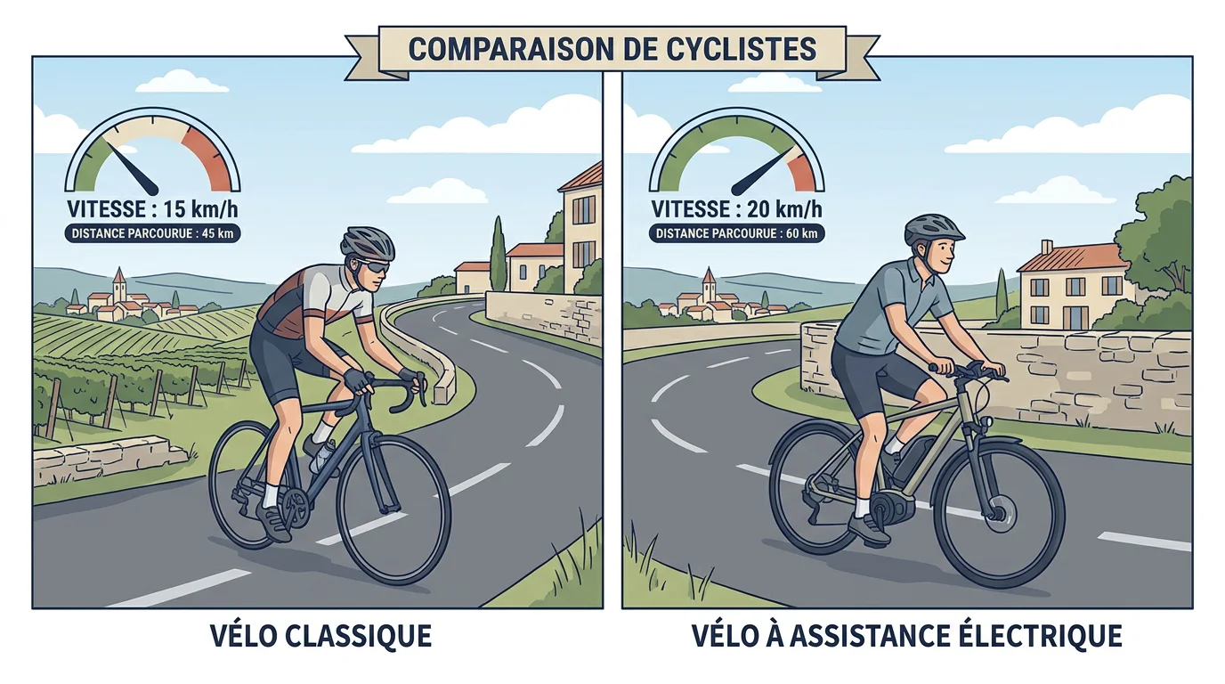 Comparaison vélo classique et vélo électrique pour le calcul de distance en France