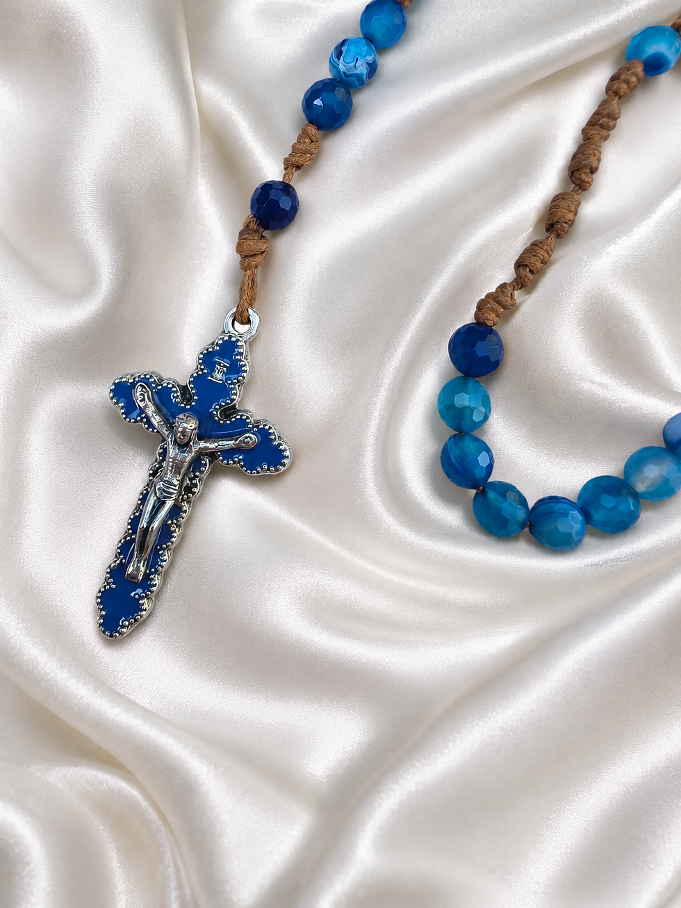 Miniatura: Rosario agata brasiliana con nodi dettaglio sulla croce