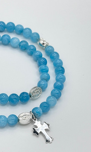 Bracciale Rosario Gioiello con croce in Argento 925 e Angelite