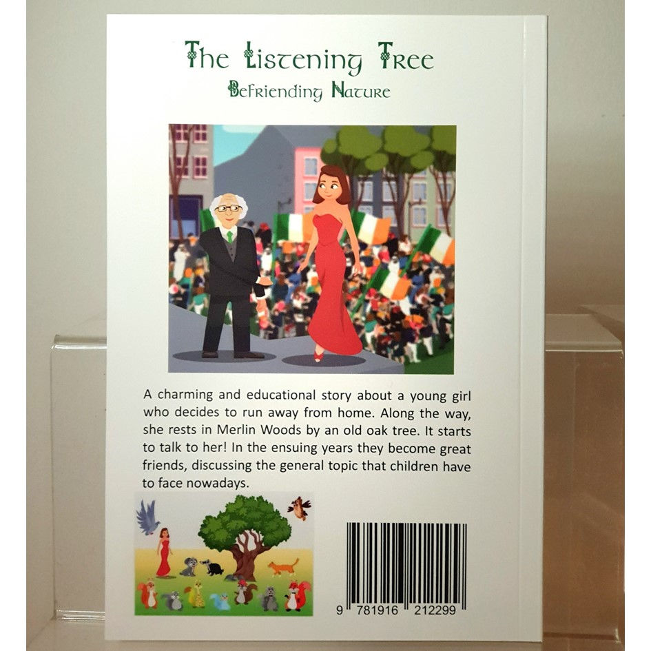 Miniature : Back Cover from The Listening Tree. Befriending Nature. Book 4 of the Merlin Woods Series from Galway Fairytales.