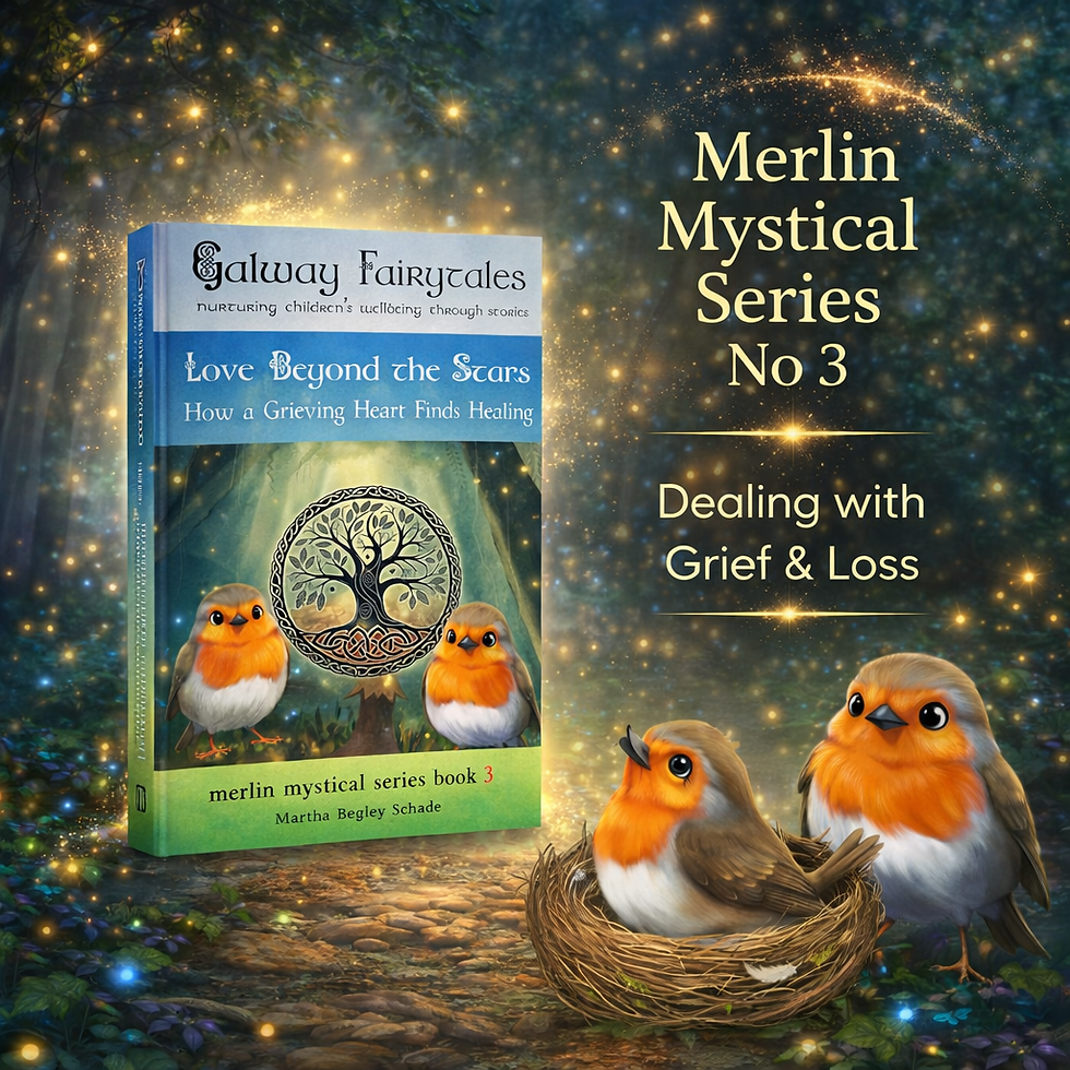 The Book Image of Love Beyond the Stars set in a magical background with main characters sitting on the ground beside it.