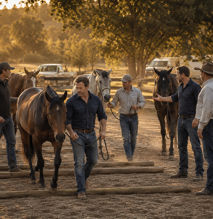 Men’s leadership and team connection program with horses in Brisbane