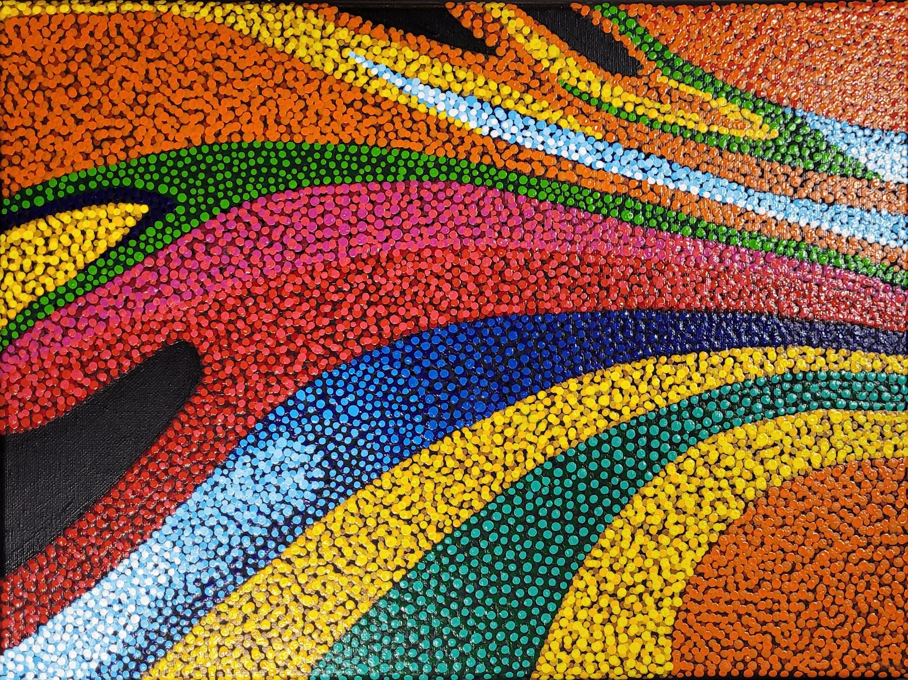 Original acrylic painting in a Pointillism Impressionism style
