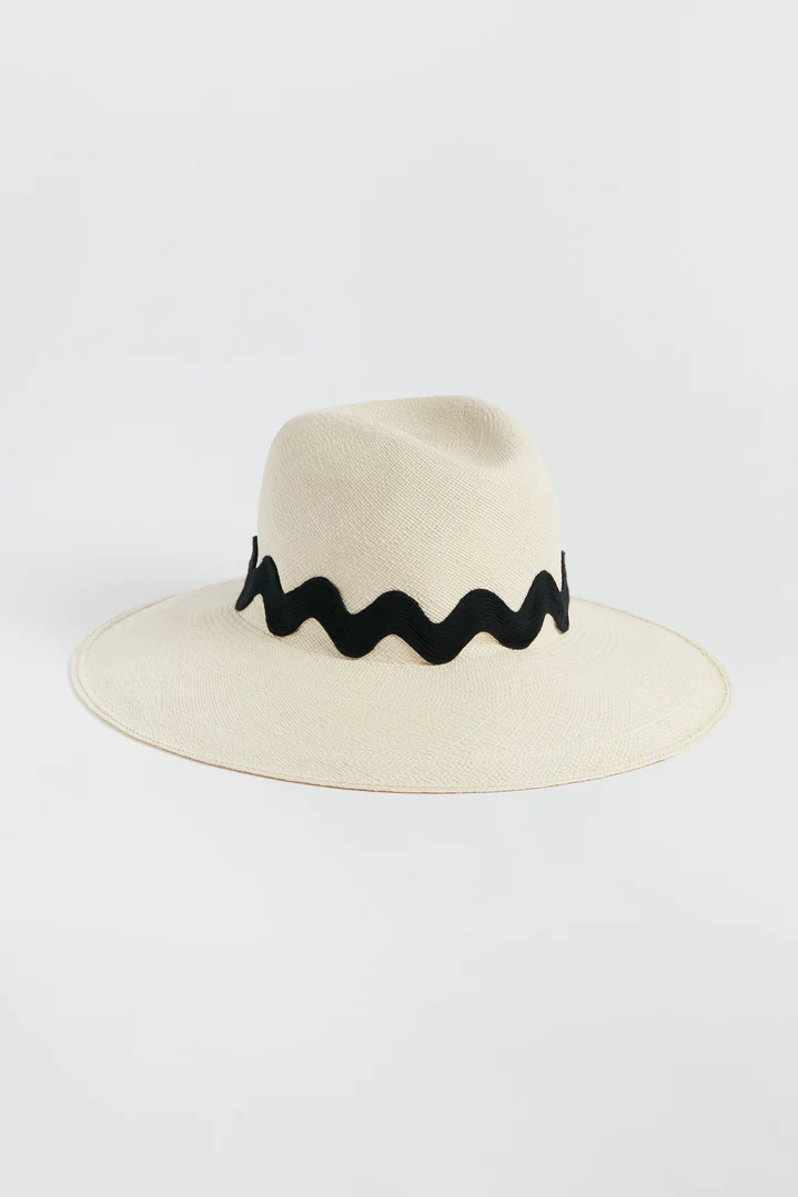 Natural Black Waves Fiji Wide Brim Hat