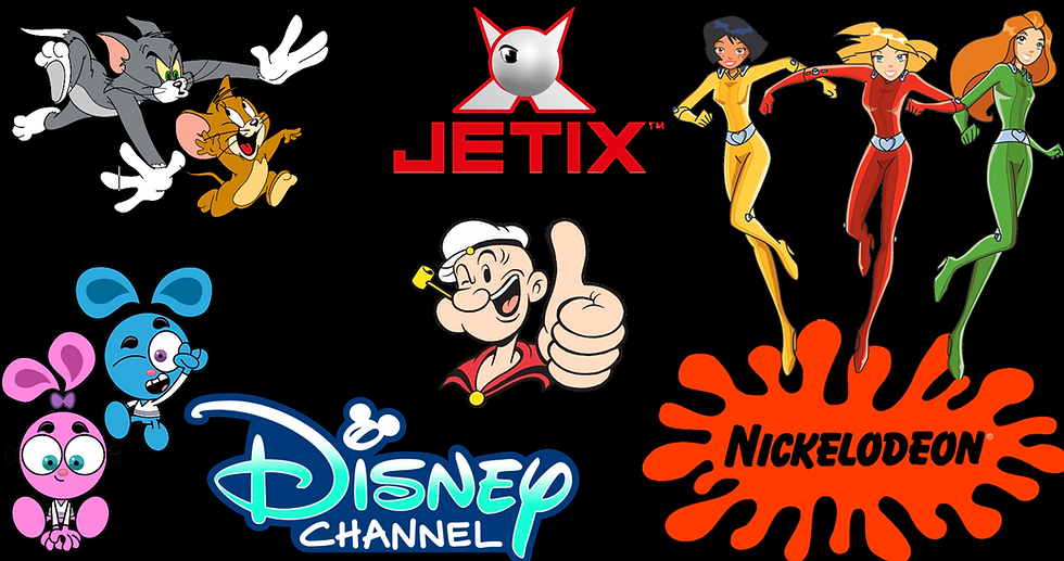 Spongebob, Power Rangers, Tom and Jerry, Jetix, Disney, Nickelodeon, and more… 