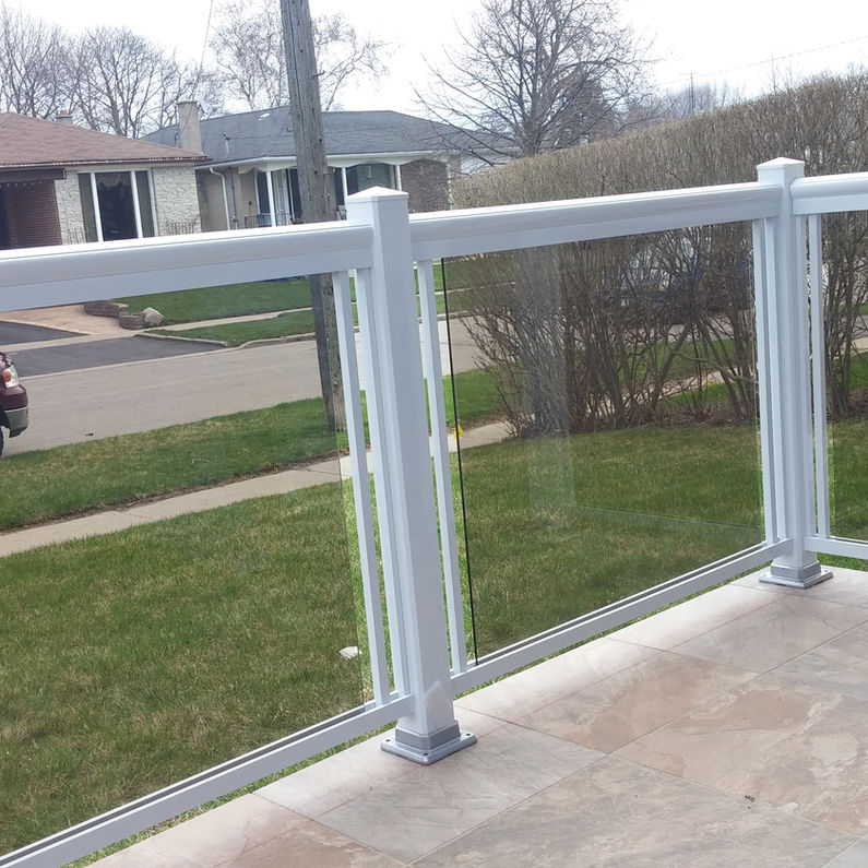 Aluminum post glass railing installation