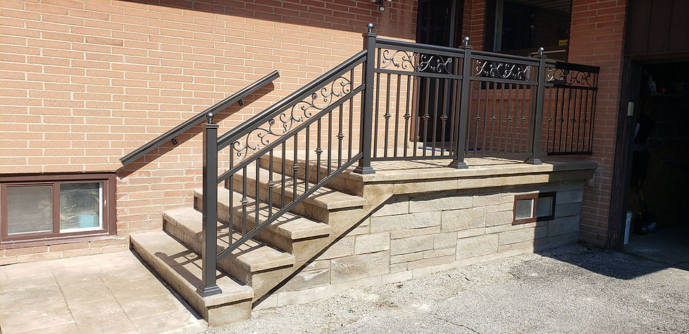 Eye-level view of sleek aluminum railing on a residential balcony